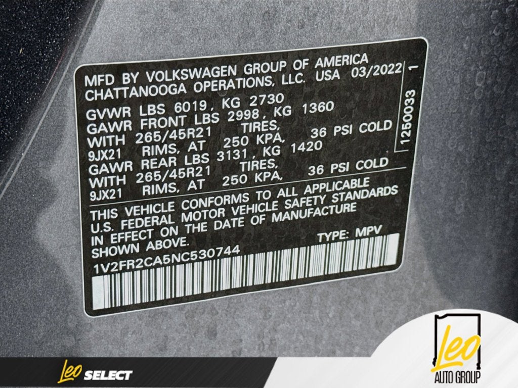 2022 Volkswagen Atlas 3.6L V6 SEL Premium R-Line